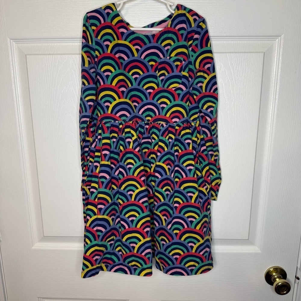 Mini Boden Rainbow Print Long Sleeve Cotton Jersey Size Girls 9/10 GUC